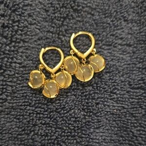 Elegant Gold Brass and Cream Earrings
